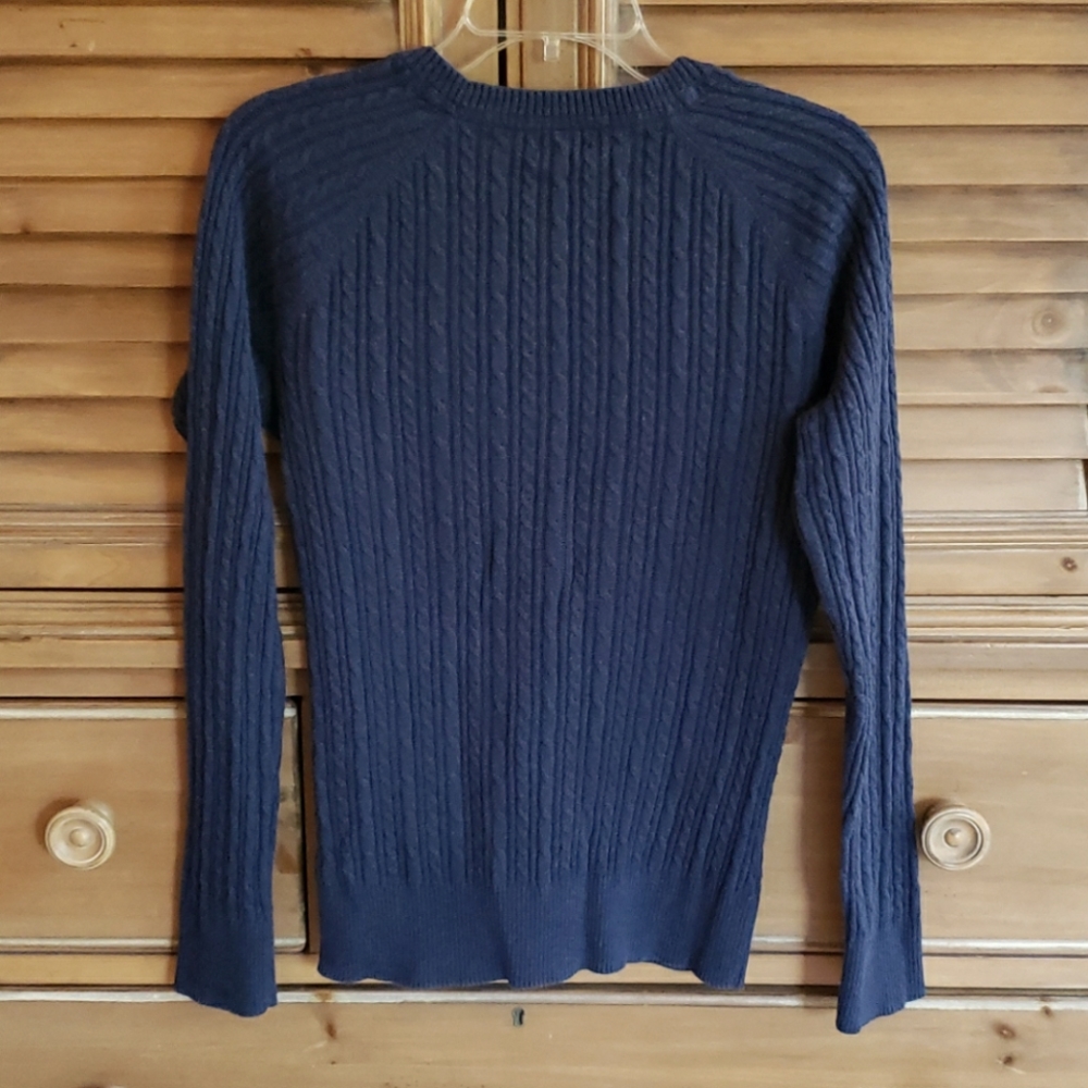 3/$15 Sonoma Classic Cable Knit Blue Cotton Sweater L - Picture 2 of 6